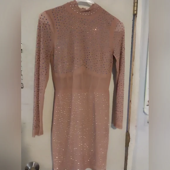 Tan/Nude Iris Bejeweled Dress - Picture 1 of 3